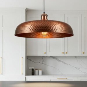 Wide Hammered Copper Dome Pendant Modern Farmhouse Kitchen Light
