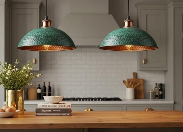 products-meredDome1 Green Patina Hammered Dome Pendant Copper Interior Kitchen Light