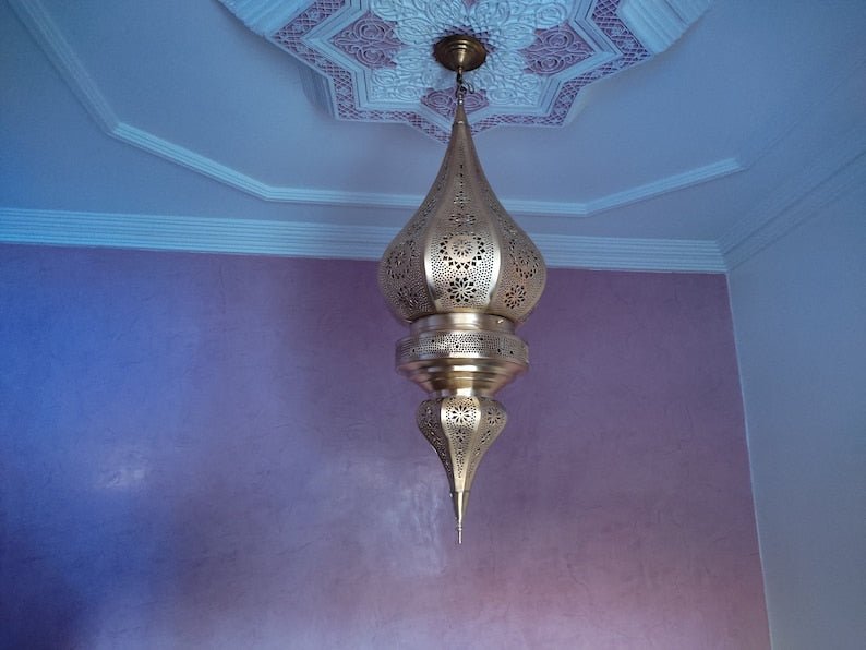 Exotic Moroccan Flame ceiling Light Fixture, Handmade Moroccan Pendant Light, Hanging Brass Moroccan Chandelier
