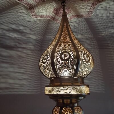 Handmade Moroccan Onion-Shaped Brass Chandelier