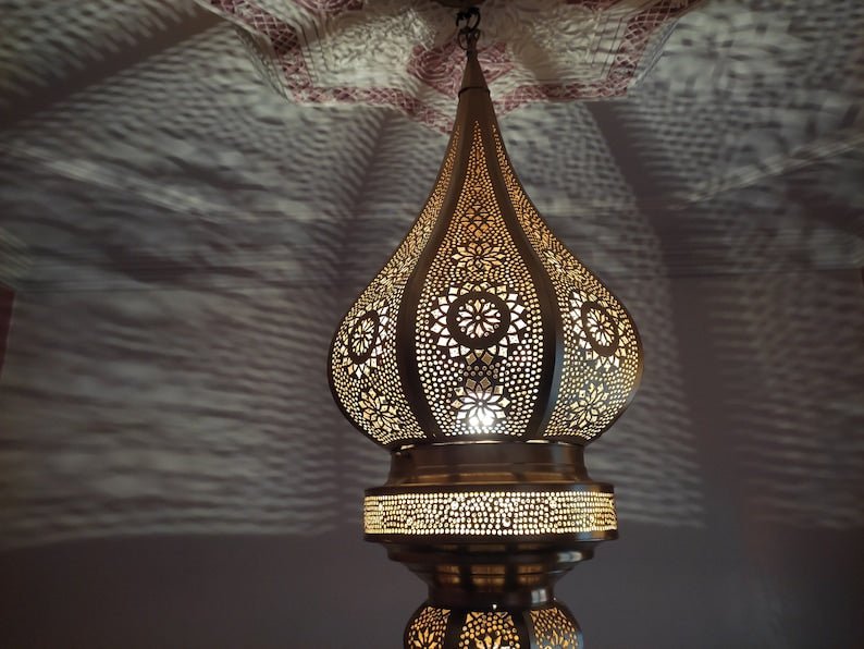 Exotic Moroccan Flame ceiling Light Fixture, Handmade Moroccan Pendant Light, Hanging Brass Moroccan Chandelier