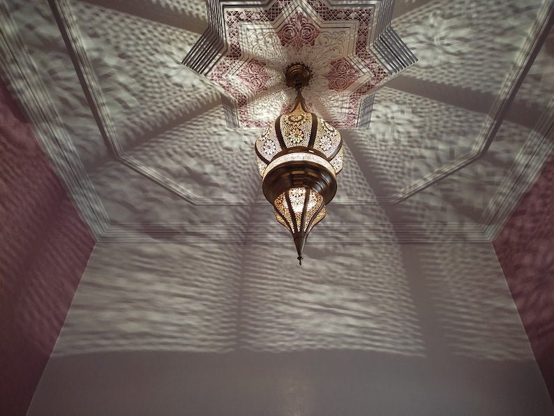 Exotic Moroccan Flame ceiling Light Fixture, Handmade Moroccan Pendant Light, Hanging Brass Moroccan Chandelier
