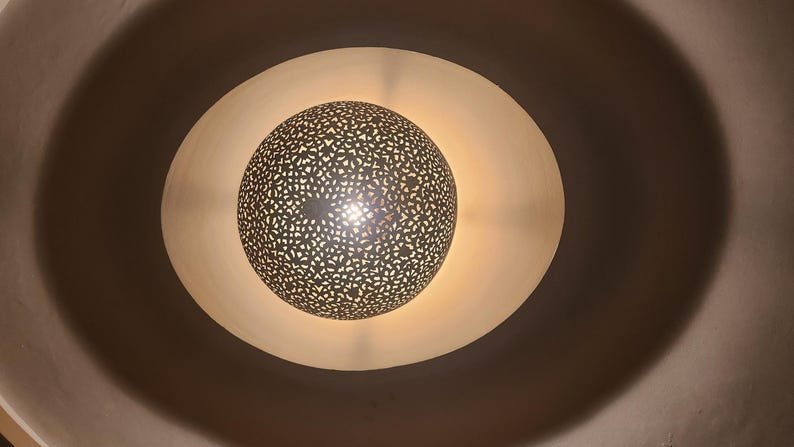 Moroccan Brass Pendant Light – Handcrafted Ceiling Light with Filigree Cutouts | Atlas Lights for Ambient Moroccan Decor – Sizes 16 to 50cm