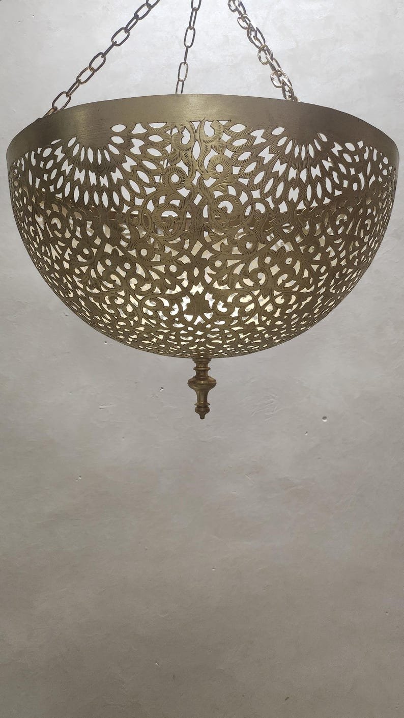 Moroccan Brass Pendant Light – Handcrafted Ceiling Light with Filigree Cutouts | Atlas Lights for Ambient Moroccan Decor – Sizes 16 to 50cm