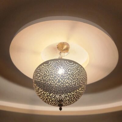Moroccan Brass Pendant Light – Handcrafted Ceiling Light with Filigree Cutouts | Atlas Lights for Ambient Moroccan Decor – Sizes 16 to 50cm