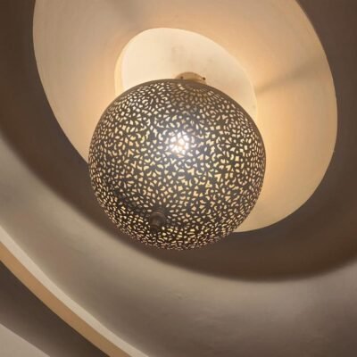 Moroccan Brass Pendant Light – Handcrafted Ceiling Light with Filigree Cutouts | Atlas Lights for Ambient Moroccan Decor – Sizes 16 to 50cm