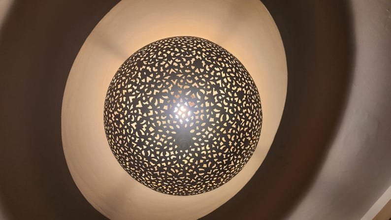 Moroccan Brass Pendant Light – Handcrafted Ceiling Light with Filigree Cutouts | Atlas Lights for Ambient Moroccan Decor – Sizes 16 to 50cm