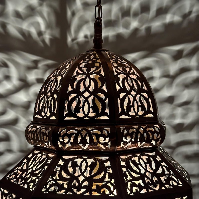 Moroccan Brass Lantern - An Artisanal Pendant Lamp Masterpiece for Your Home Deco, Handmade Ceiling Light, Brass Pendant Light Moroccan Brass Lantern - An Artisanal Pendant Lamp Masterpiece for Your Home Deco, Handmade Ceiling Light, Brass Pendant Light