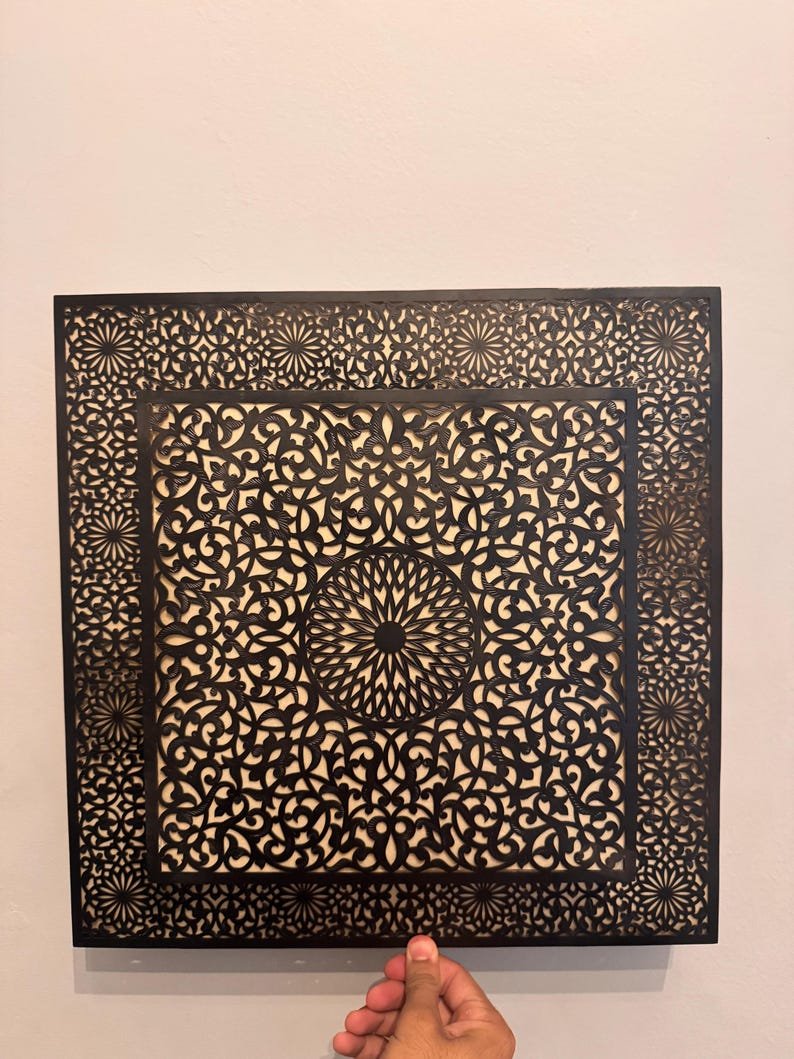 Handmade Moroccan Brass Wall Sconce – Art Deco Square Light