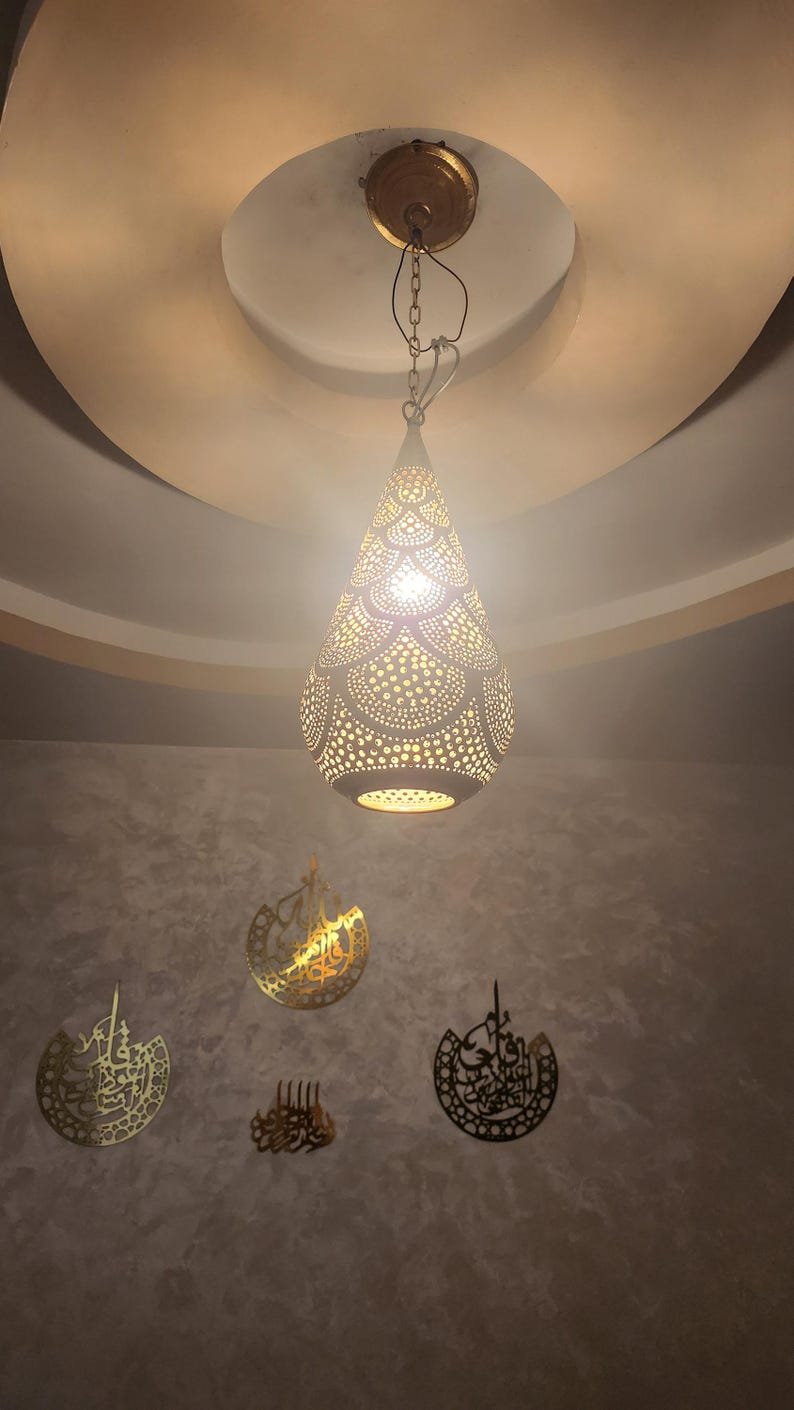 Moroccan Brass Ceiling Light – Handmade Boho Pendant Lamp