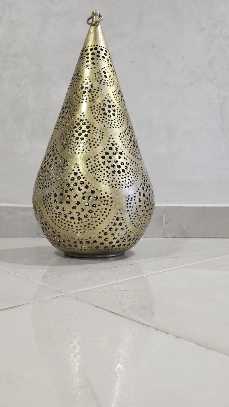 Moroccan Brass Ceiling Light – Handmade Boho Pendant Lamp