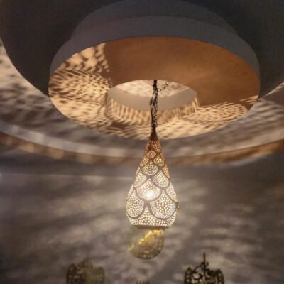 Moroccan Brass Ceiling Light – Handmade Boho Pendant Lamp