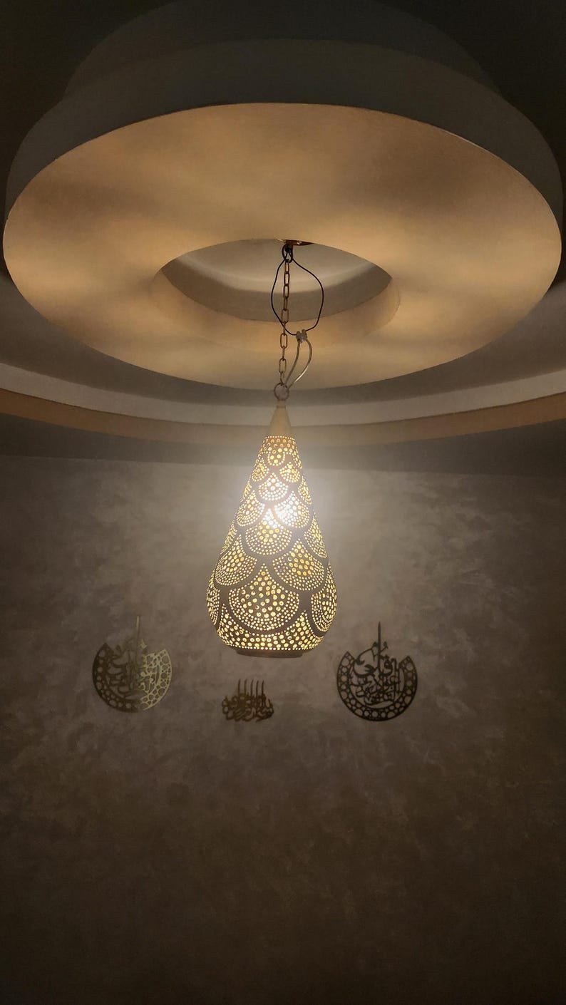 Moroccan Brass Ceiling Light – Handmade Boho Pendant Lamp