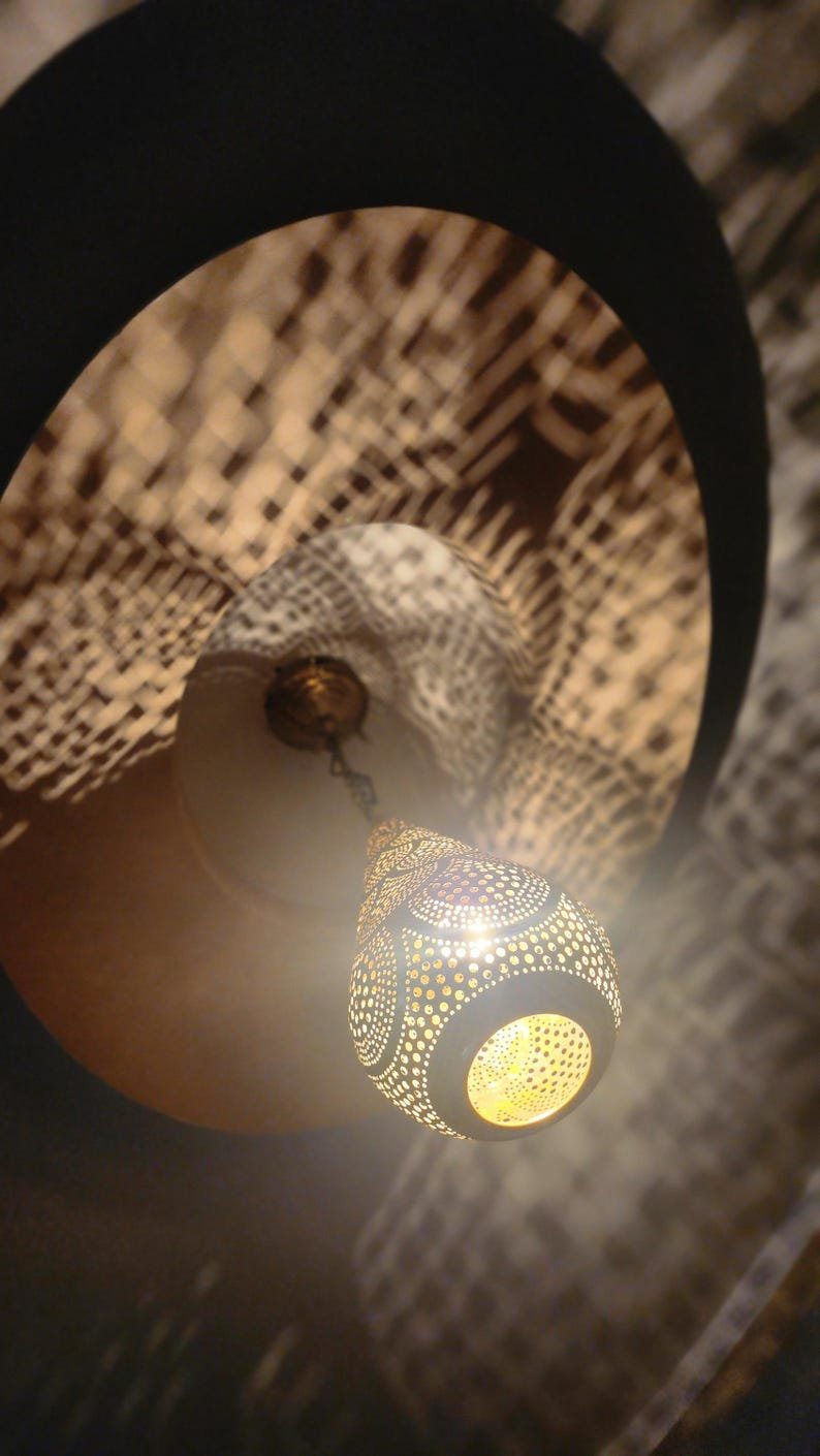 Moroccan Brass Ceiling Light – Handmade Boho Pendant Lamp