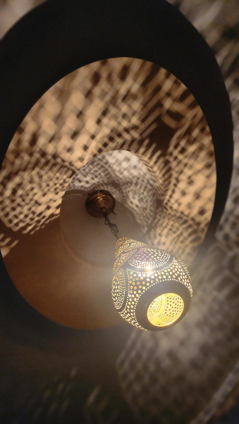 Moroccan Brass Ceiling Light – Handmade Boho Pendant Lamp