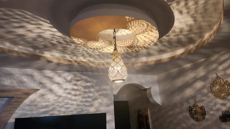 Moroccan Brass Ceiling Light – Handmade Boho Pendant Lamp