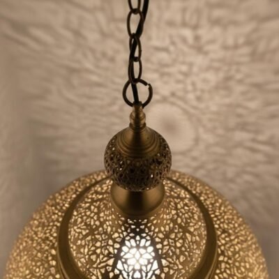 Handmade Moroccan Brass Pendant Light: Boho Ceiling Lamp