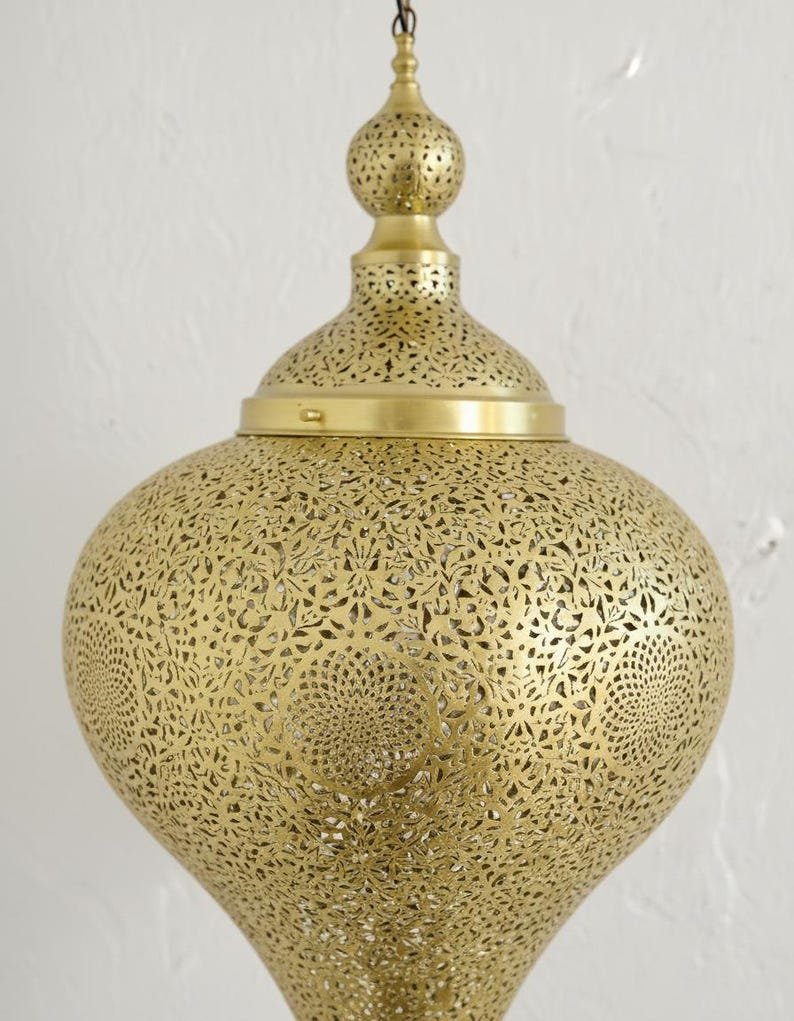 Handmade Moroccan Brass Pendant Light: Boho Ceiling Lamp