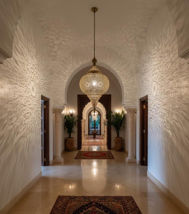 Moroccan Tear Drop Brass Pendant Light