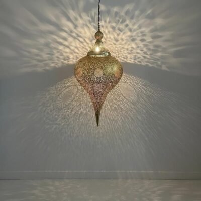 Handmade Moroccan Brass Pendant Light: Boho Ceiling Lamp