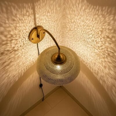 Handmade Moroccan Brass Wall Sconce: Boho Home Lighting Handmade Moroccan Brass Wall Sconce: Boho Home Lighting