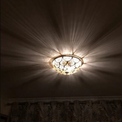 Moroccan Brass Scallop Flush Mount Ceiling Light