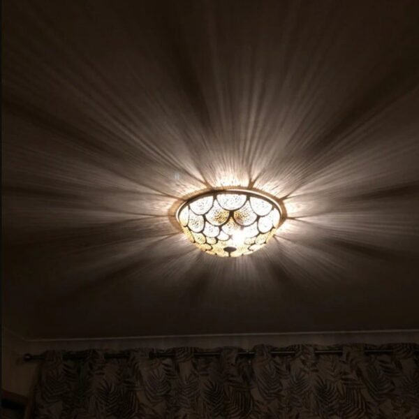 products-Ceiling44 Moroccan Brass Scallop Flush Mount Ceiling Light