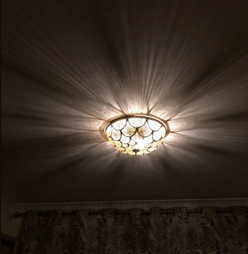 Flush Ceiling Light - Handmade Light Fixtures, Simple Moroccan Ceiling lamps, Ceiling Light Fixture