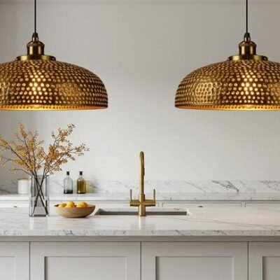 Handmade Brass Dome Pendant Light, Rustic Moroccan Style Ceiling Lamp for Kitchen Island, Dining Room, Brass lamp.