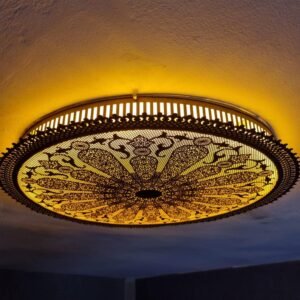 Hand-Engraved Brass Moroccan ceiling light : Boho Cut-Out Light