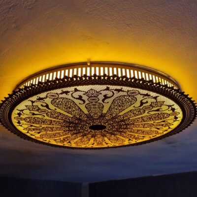 Hand-Engraved Brass Moroccan ceiling light : Boho Cut-Out Light