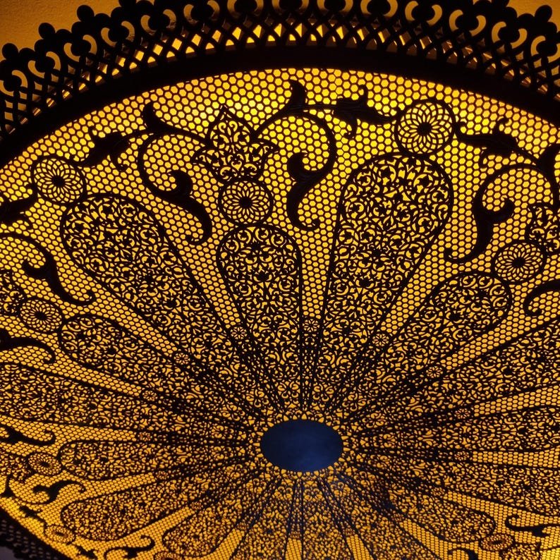 Hand-Engraved Brass Moroccan ceiling light : Boho Cut-Out Light