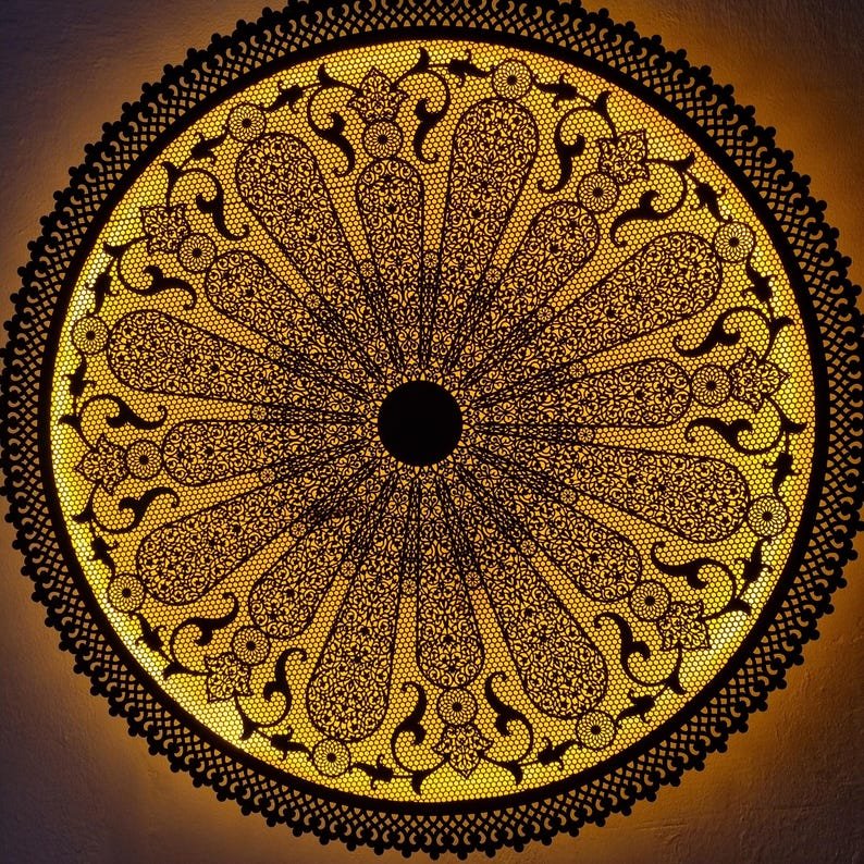 Hand-Engraved Brass Moroccan ceiling light : Boho Cut-Out Light