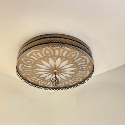 Moroccan Ceiling Light: Vintage Brass Laser Cut Metal Flush Mount Moroccan Ceiling Light: Vintage Brass Laser Cut Metal Flush Mount