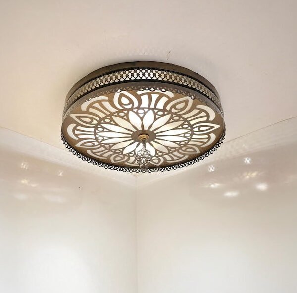 products-CutMetal5 Round Semi-Flush Fixture with Diffuser for Hallway, Bedroom or Living Room 