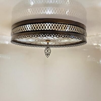 Moroccan Ceiling Light: Vintage Brass Laser Cut Metal Flush Mount Moroccan Ceiling Light: Vintage Brass Laser Cut Metal Flush Mount