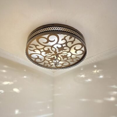 Moroccan Ceiling Light: Vintage Brass Laser Cut Metal Flush Mount Moroccan Ceiling Light: Vintage Brass Laser Cut Metal Flush Mount