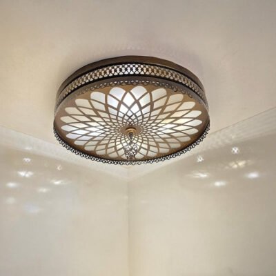 Moroccan Ceiling Light: Vintage Brass Laser Cut Metal Flush Mount Moroccan Ceiling Light: Vintage Brass Laser Cut Metal Flush Mount