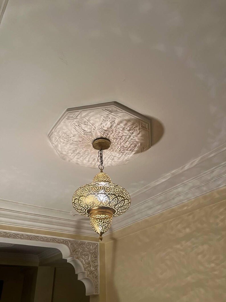 Moroccan Brass Pendant Light, Handmade Home Decor Lighting