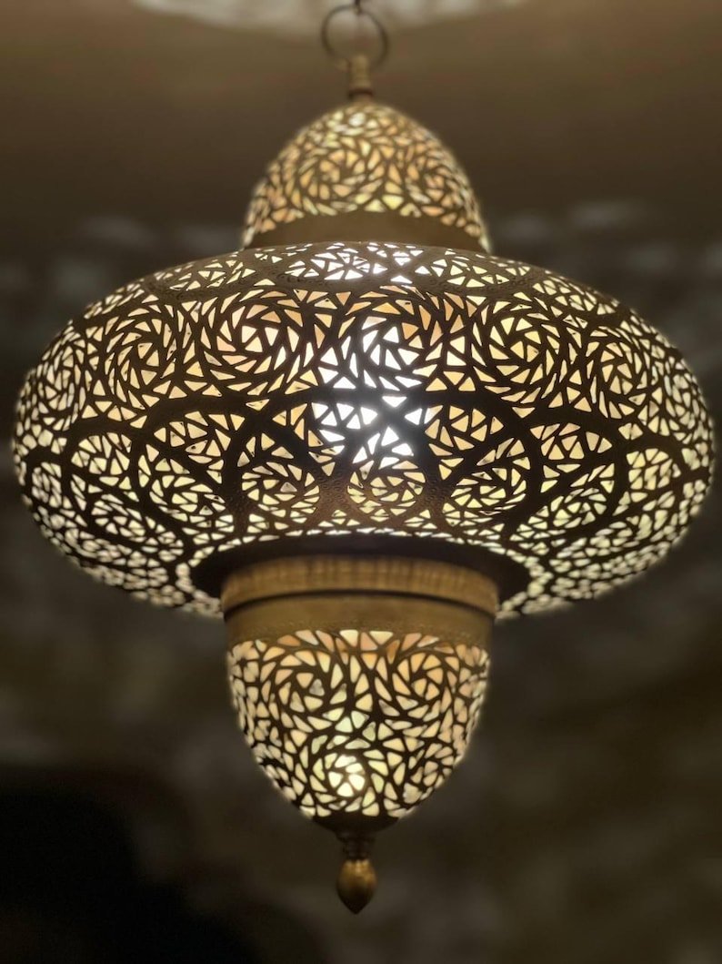 Moroccan Brass Pendant Light, Handmade Home Decor Lighting