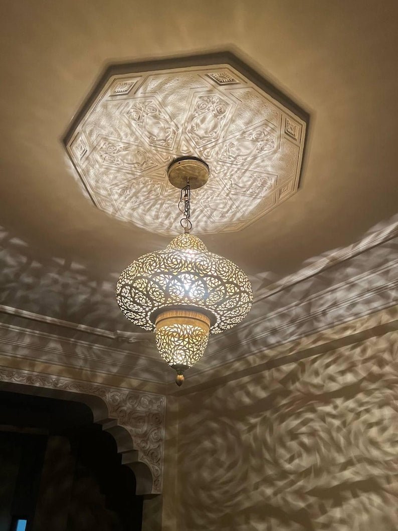 Moroccan Brass Pendant Light, Handmade Home Decor Lighting