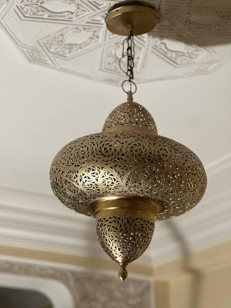 Moroccan Brass Pendant Light, Handmade Home Decor Lighting
