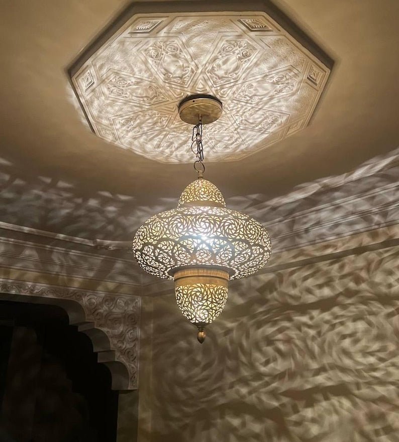 Moroccan Brass Pendant Light, Handmade Home Decor Lighting