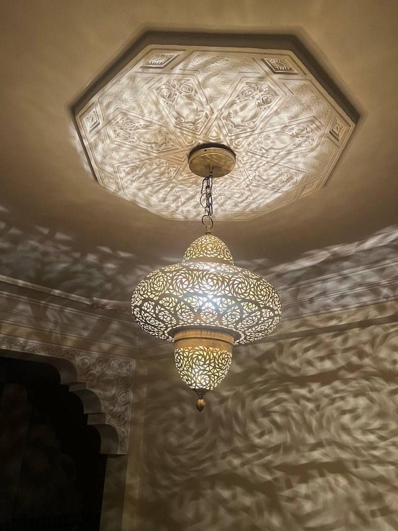 Moroccan Brass Pendant Light, Handmade Home Decor Lighting