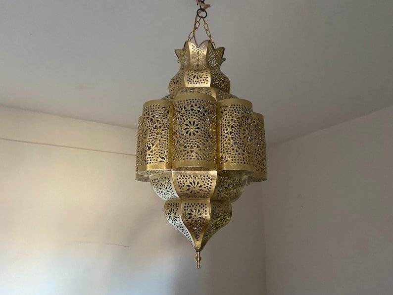 Handmade Moroccan Brass Pendant Light - Decorative Ceiling Lamp