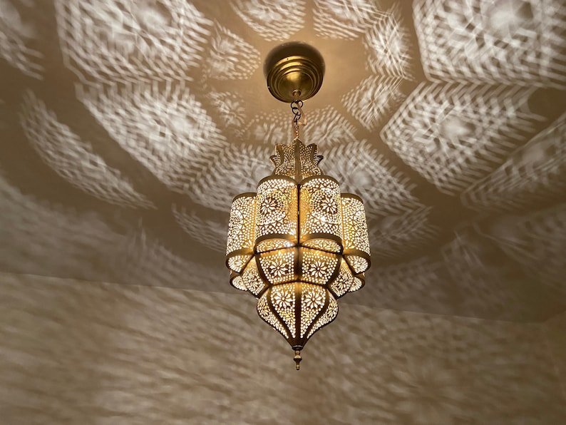 Handmade Moroccan Brass Pendant Light - Decorative Ceiling Lamp