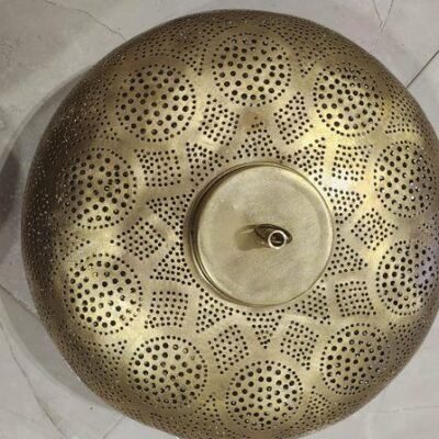 Handmade Moroccan Brass Pendant Light – Round Chandelier Lighting for Bedroom, Living Room & Dining – Lamp Ceiling Light Fixture Décor