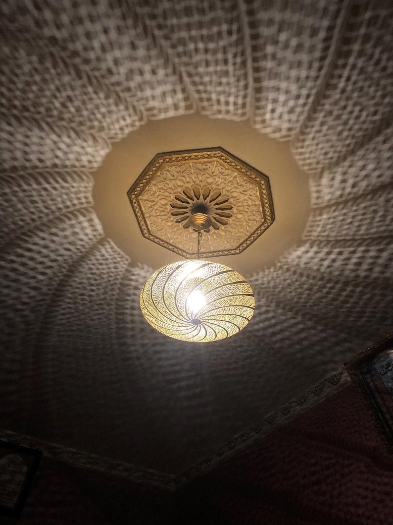 Handmade Moroccan Brass Pendant Light Fixture Rustic Farmhouse Hanging Ceiling Lamp Boho Chandelier for Kitchen, Dining Room & Entryway Handmade Moroccan Brass Pendant Light Fixture Rustic Farmhouse Hanging Ceiling Lamp Boho Chandelier for Kitchen, Dining Room & Entryway