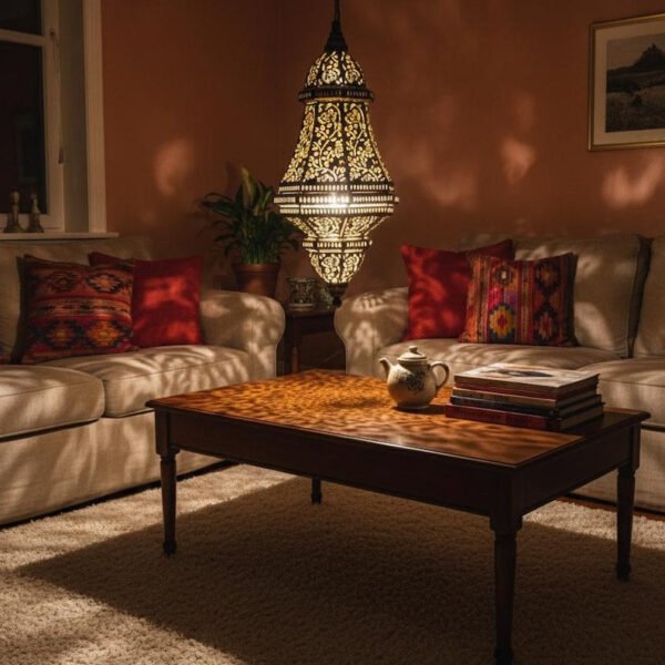 Handmade Moroccan Brass Pendant Light – Engraved Dome, Shadow Patterns Handmade Moroccan Brass Pendant Light – Engraved Dome, Shadow Patterns