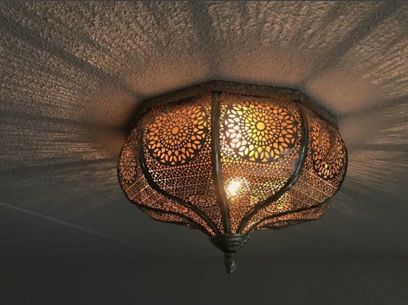 Moroccan Light Fixtures- Handmade Flush Ceiling Light, Simple Moroccan Ceiling lamp, Ceiling Light Fixture Moroccan Light Fixtures- Handmade Flush Ceiling Light, Simple Moroccan Ceiling lamp, Ceiling Light Fixture